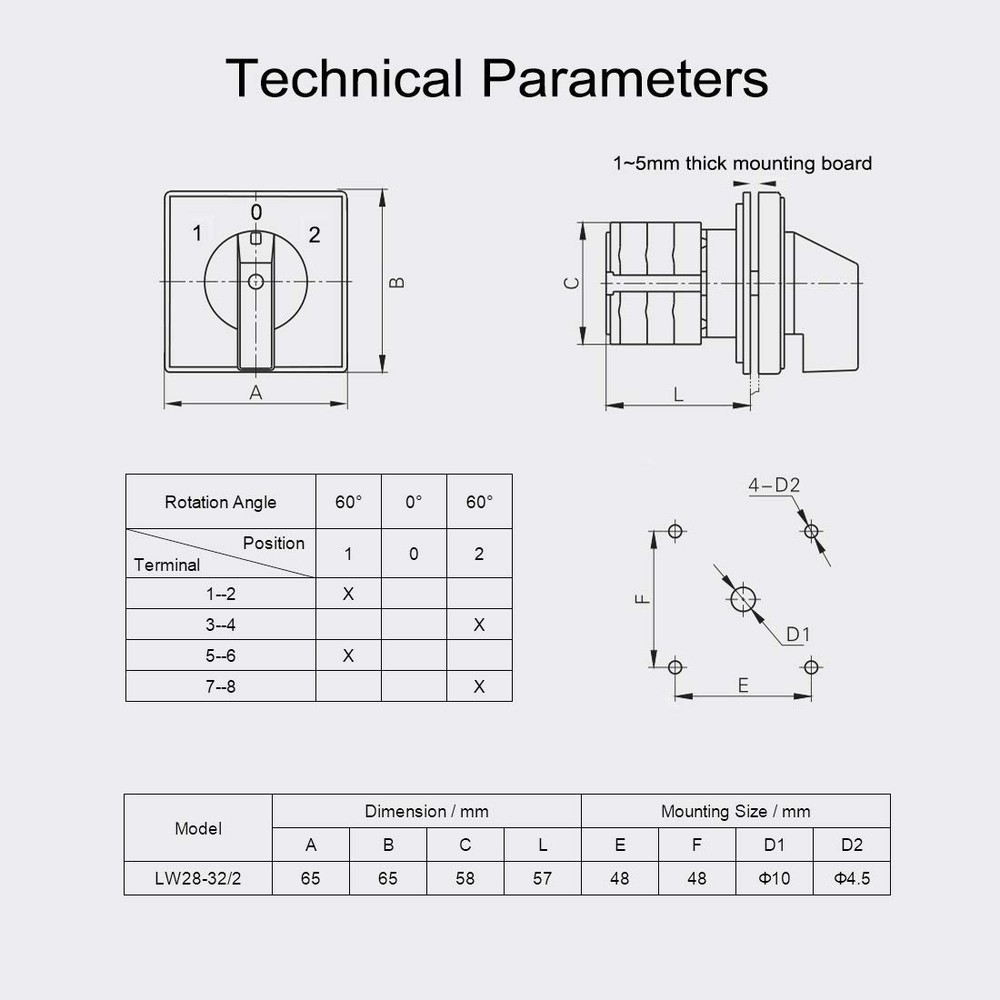 8 Terminal Changeover Switch LW28-32 - Efficient 690V Power Control Solution