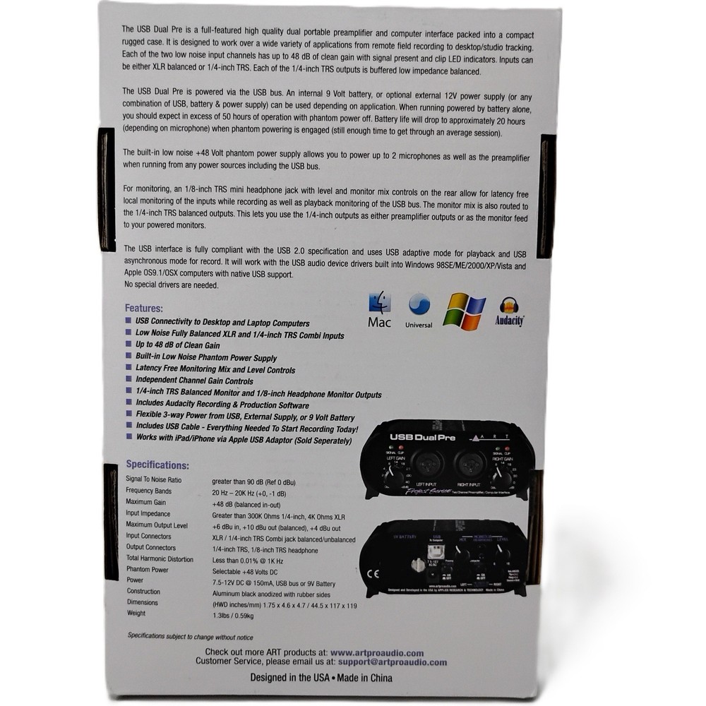 USB Dual Pre Two Channel Preamplifier/Computer Interface