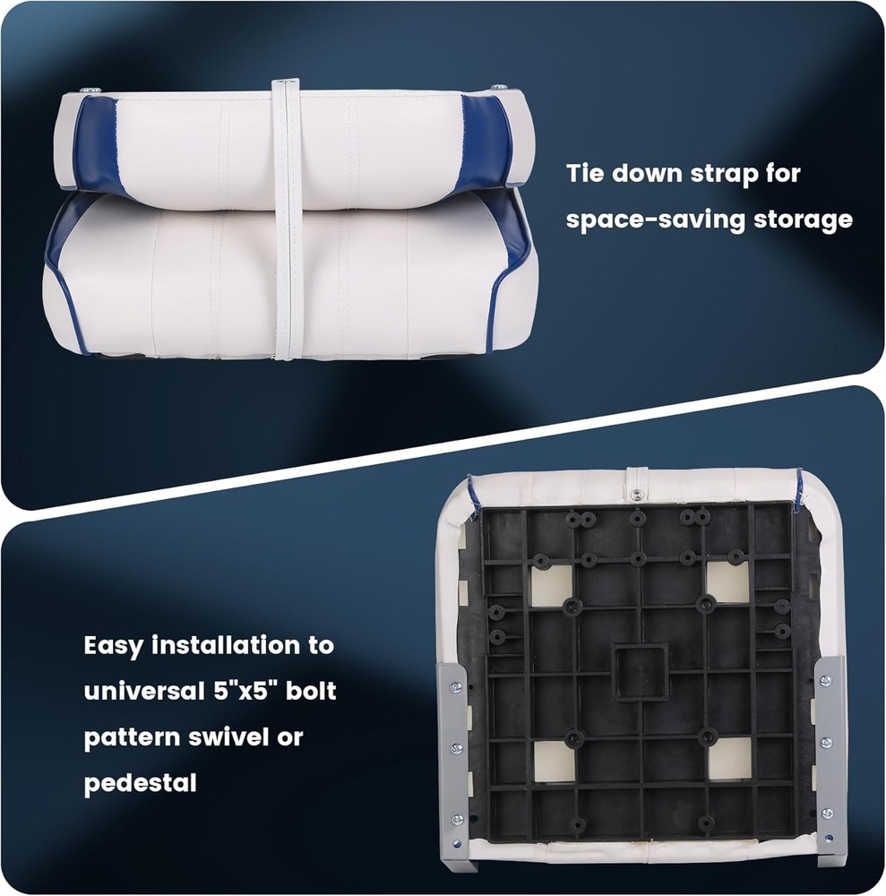 2 Pack Low Back Folding Boat Seats Chairs with Thickened Sponge Padding & Hinges