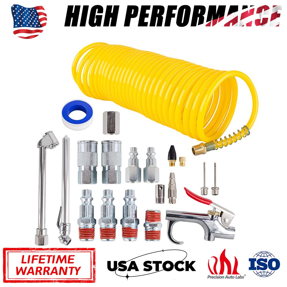 3/8" Air Compressor Kit with 25FT Hose & 20-Piece 1/4" Accessories
