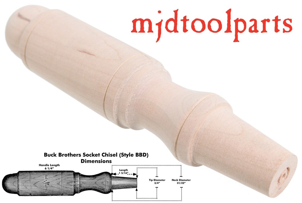 Buck Brothers Type Amish Turned Cherry Chisel Handle - Style BBD - mjdtoolparts