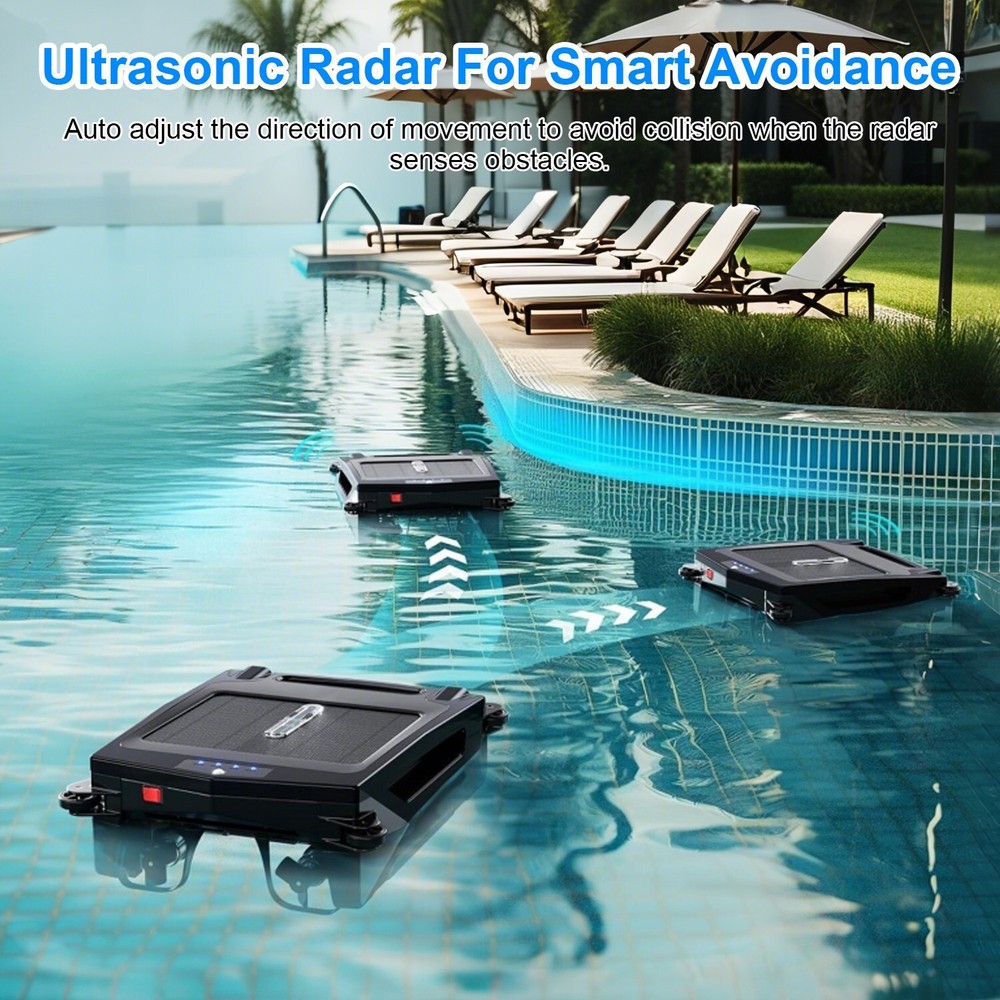 Solar Robotic Pool Skimmer Swimming Pool Surface Solar Surface 2 Modes &APP Tool