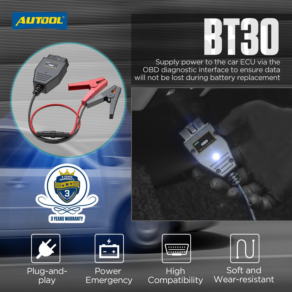 Car Memory Data Saver OBD Emergency Power Supply Battery Replacement Cable Tool