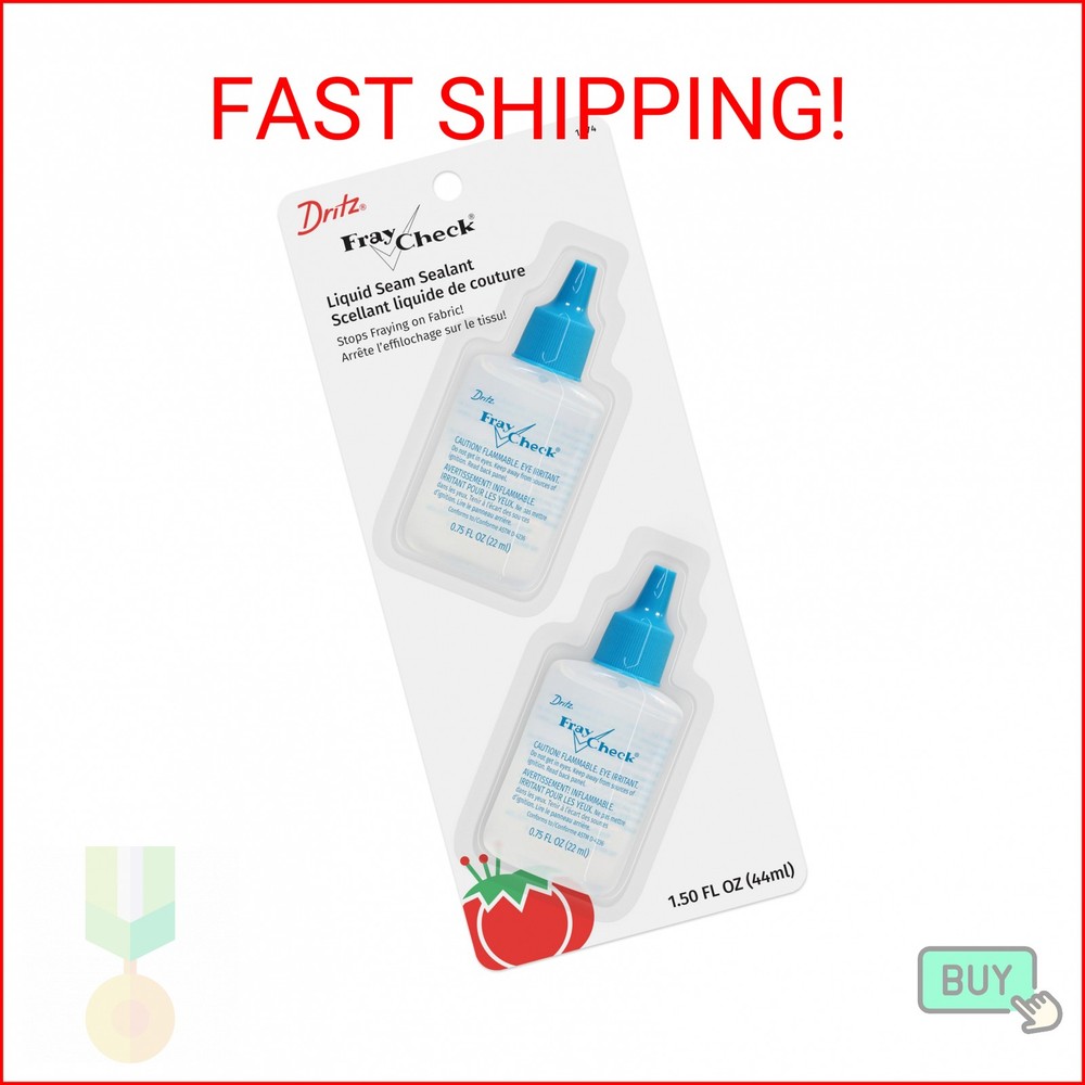 Dritz Fray Check Liquid Seam Sealant 2-Pack – Permanent Clear Fabric Edge Protec