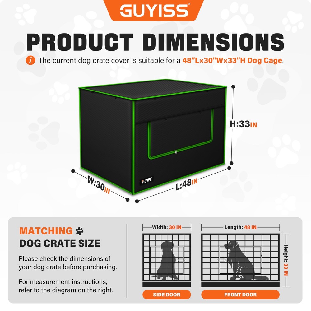 GUYISS Ventilated Dog Crate Cover,Double 48''L×30''W×33''H, Black Basic
