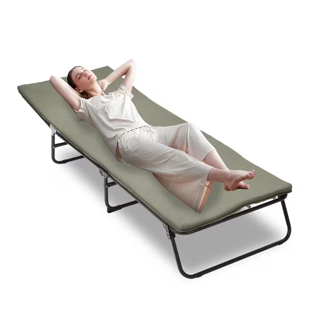 Folding Camping Cot for Adults, 5-Angle Adjustable Camping Cot Heavy Duty Outdoo