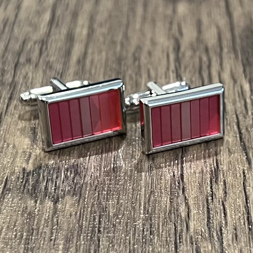 Translucent Pink Rectangular Cufflinks For Men Birthday Wedding Gift In Box