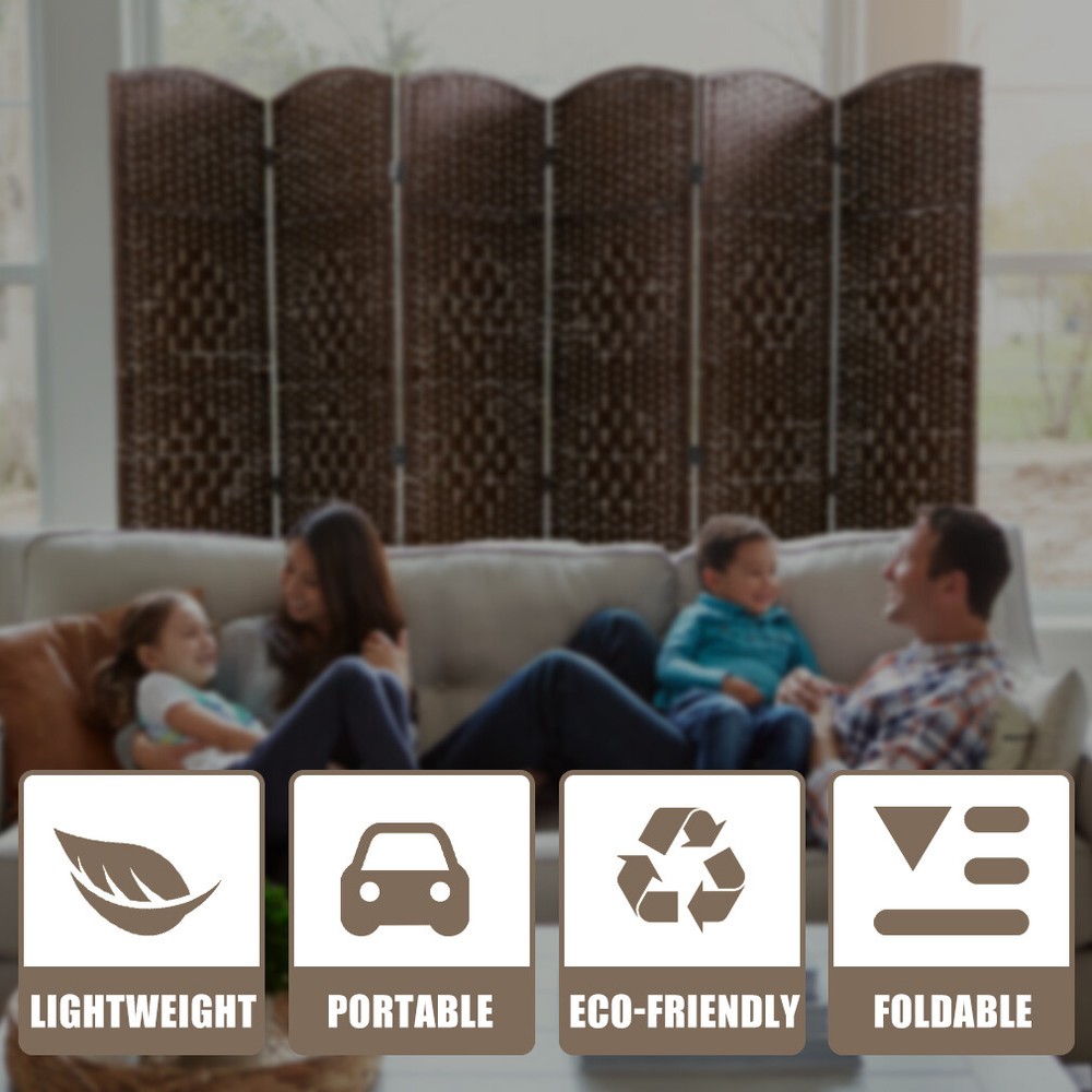 Room Divider 6 Panel Folding Privacy Divider 6 Ft Indoor Wall Divider Brown