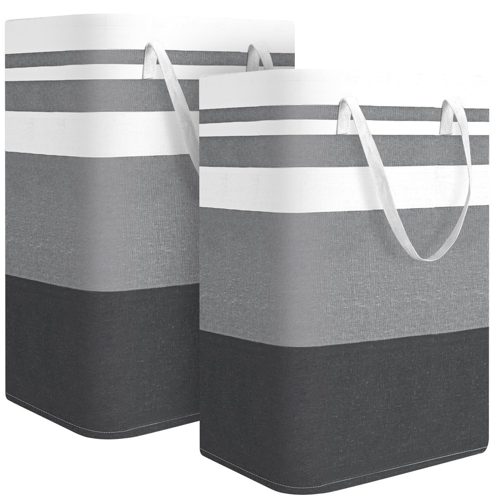 Collapsible Large Laundry Hamper 2-Pack with Carry Handles for Clothes Storage