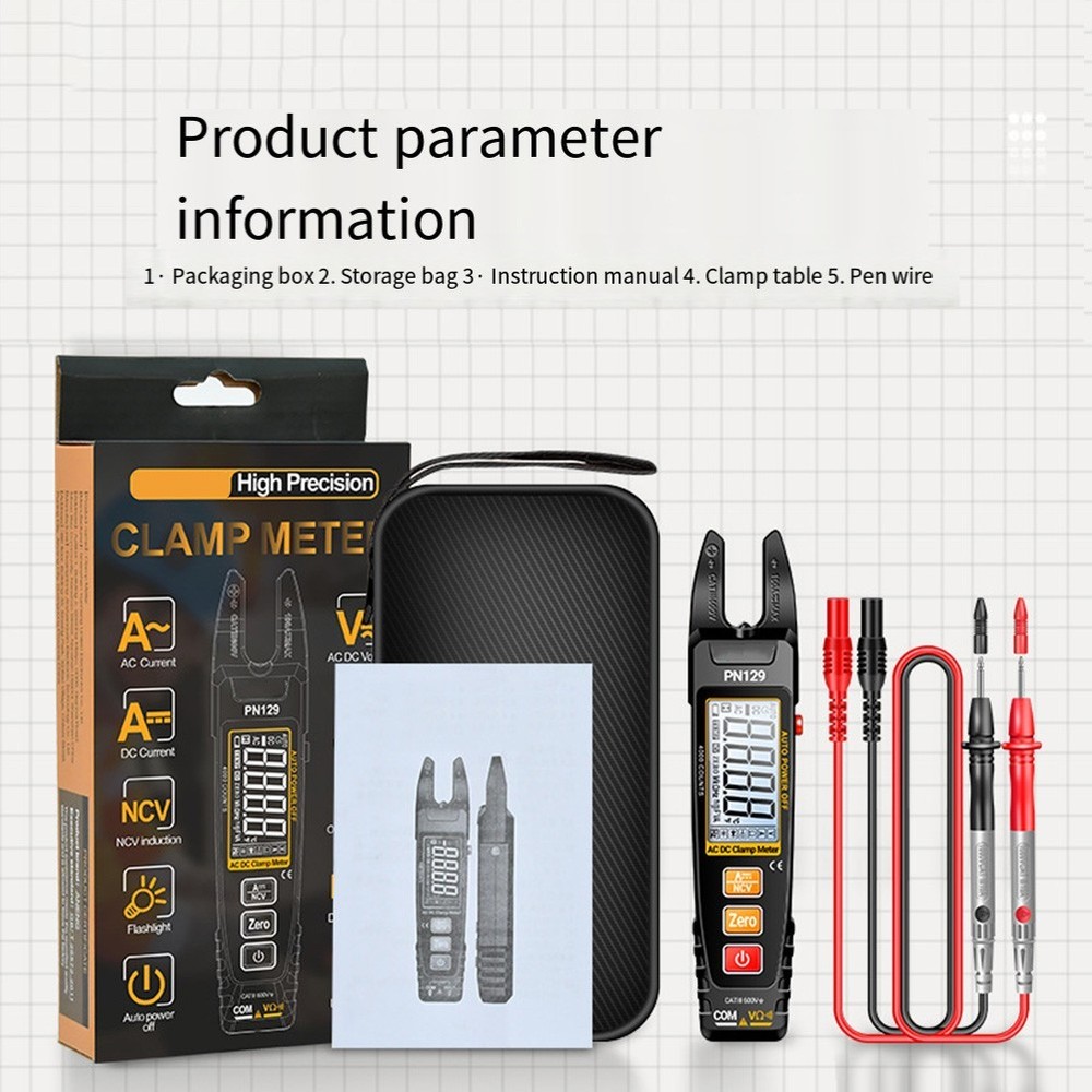 PN129 U Shape Clamp Meter with Automatic Range and Data Retention Feature