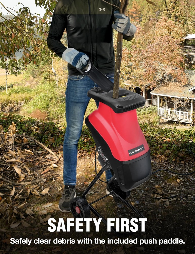 PowerSmart Electric Wood Chipper Shredder, with Bag, BLACK & RED