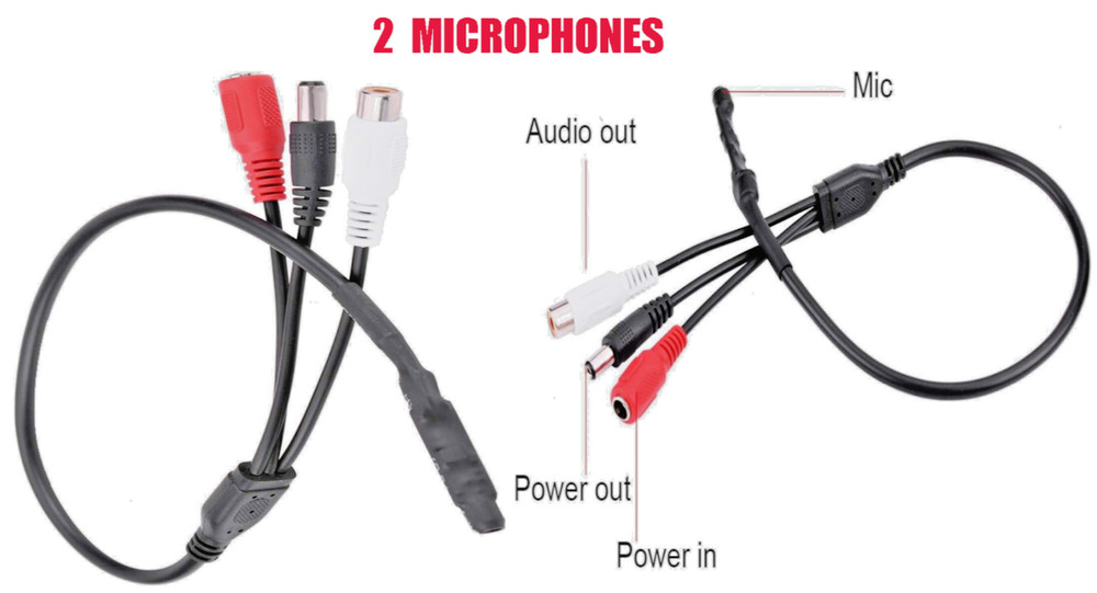 2 Mini HIDDEN Microphone High Sensitive 10-50Sq Meter CCTV DVR SOUND (SET )