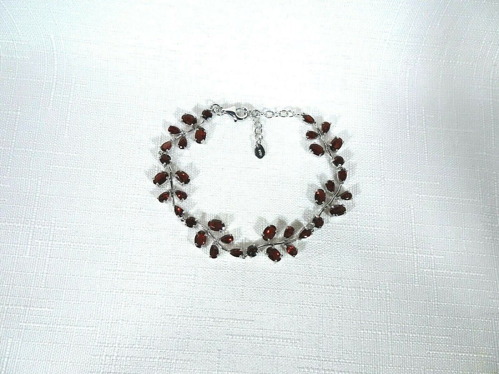 13.20 ct Natural Garnet Solid Sterling Silver Adjustable Bracelet -21 cm