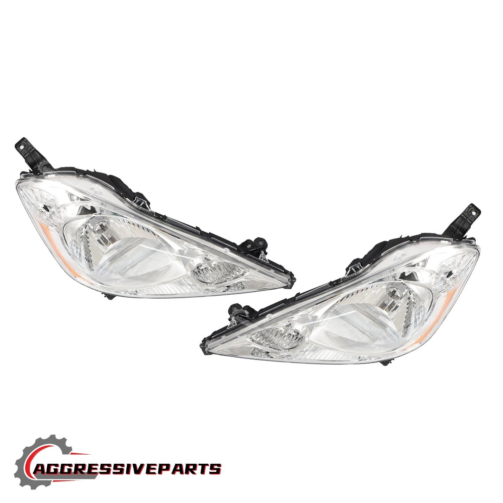 Left+Right Side For 2009-2014 Honda Fit Halogen Headlight Chrome Housing 2Pcs