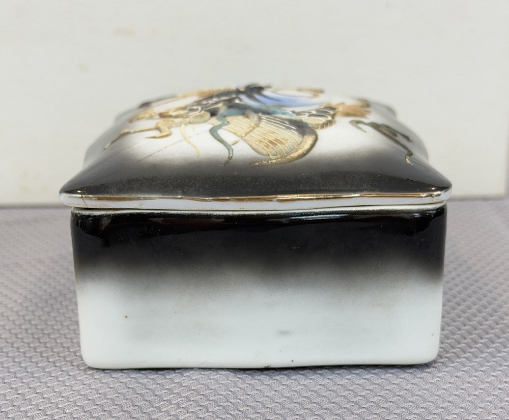 Japanese Dragonware Ceramic Trinket Box 5” x 3.5”