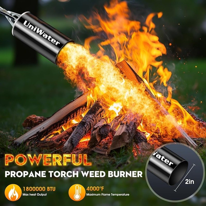 High Output Propane Weed Torch W/ Piezo Ignition & Adjustable Flame Control New