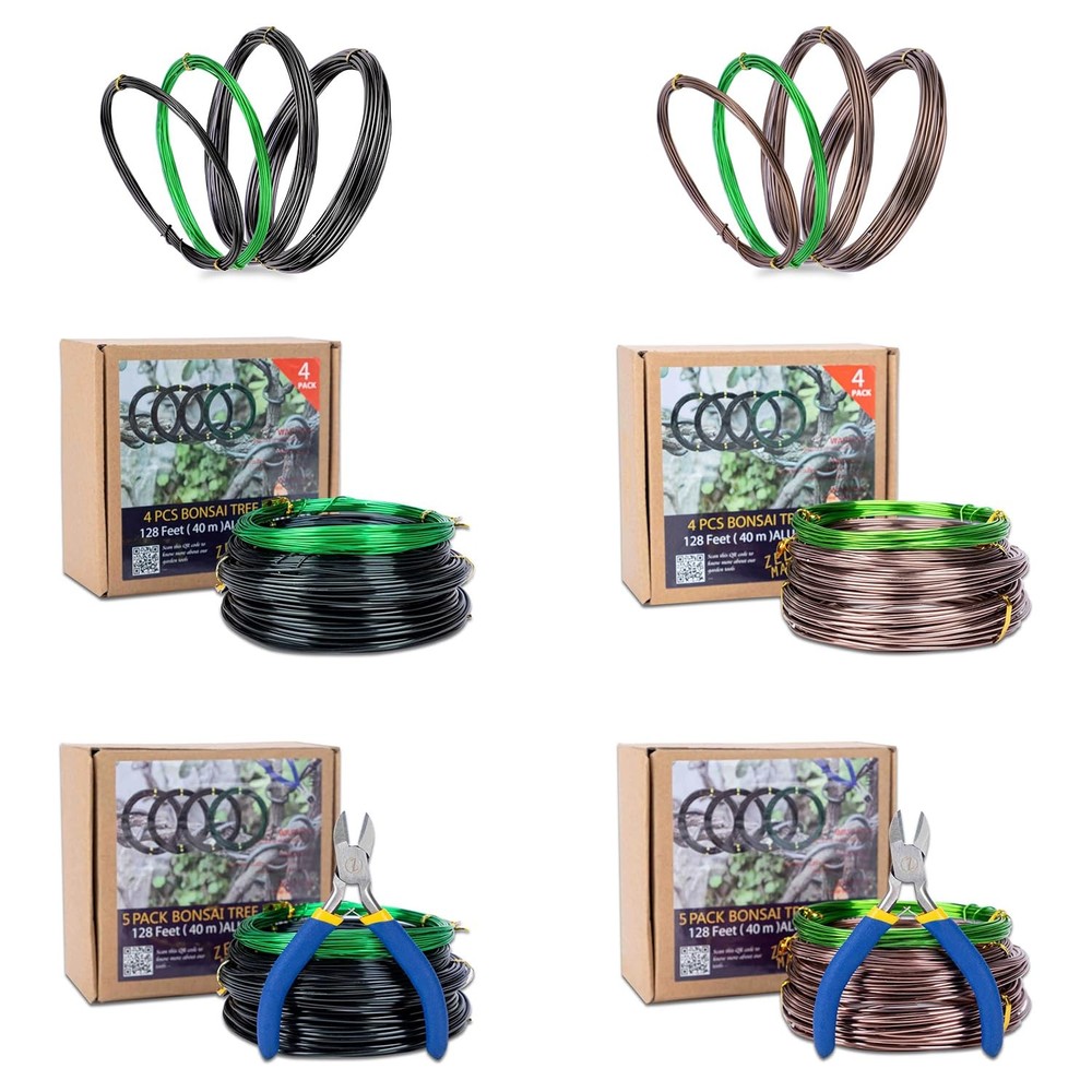 ZELARMAN Wire Bonsai Tree 4 Rolls 64Ft Aluminum Bonsai Training Wire Set