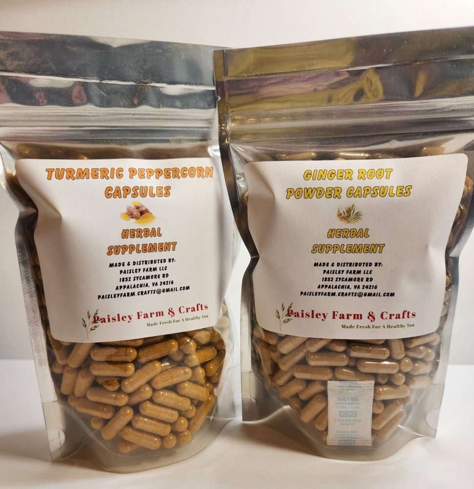 Turmeric Capsule & Ginger Root Capsule Value Pack Combo! Made Fresh On Demand!
