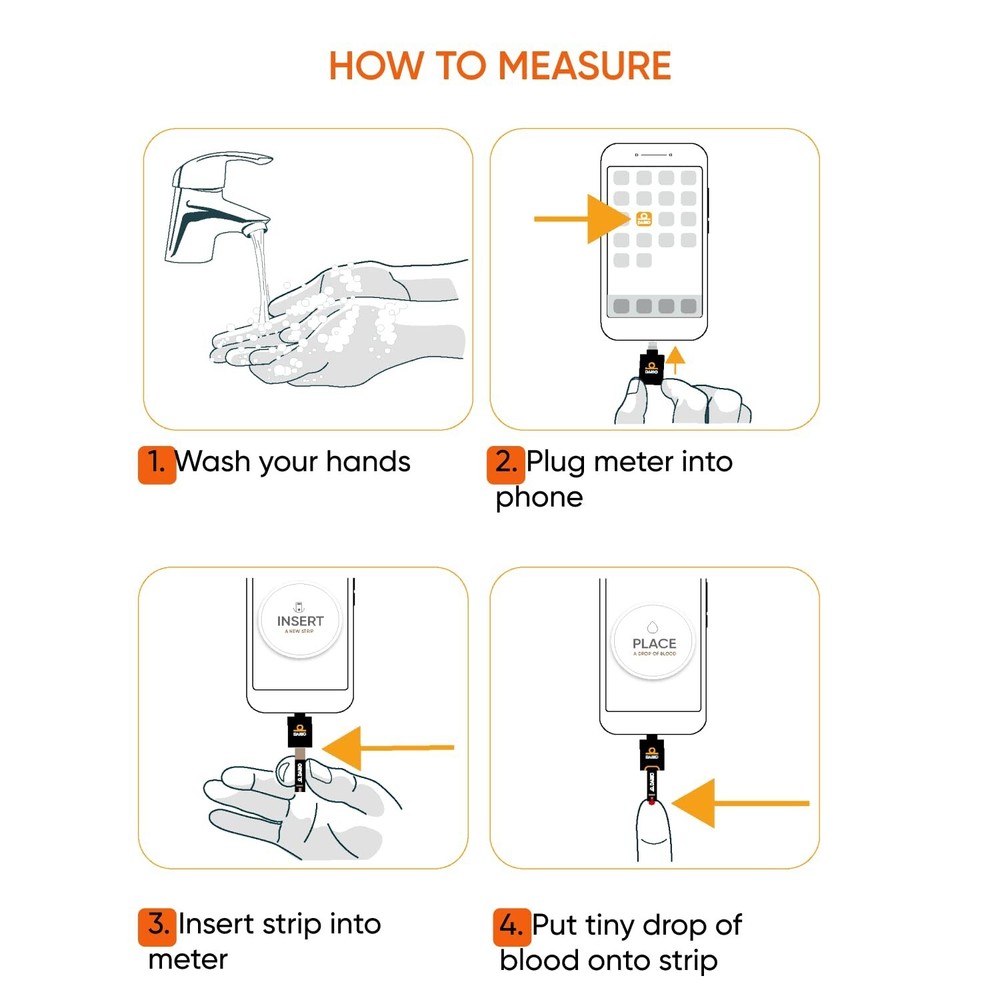 FDA Cleared Diabetes Testing Kit with 25 Strips & USB-C for Android Phones