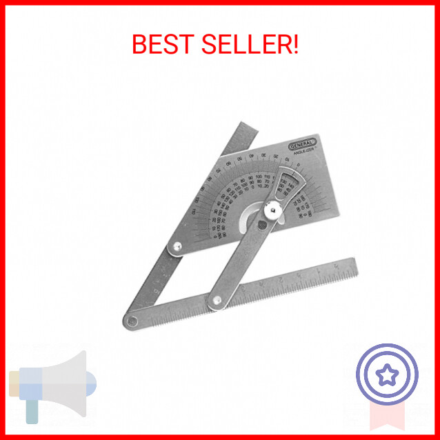 General Tools Protractor and Angle Finder #39, Stainless Steel, Outside, Inside,