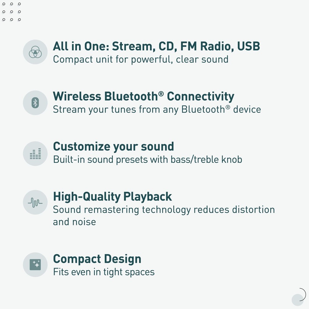 Panasonic Compact Stereo System with CD Player Bluetooth FM Radio and USB with