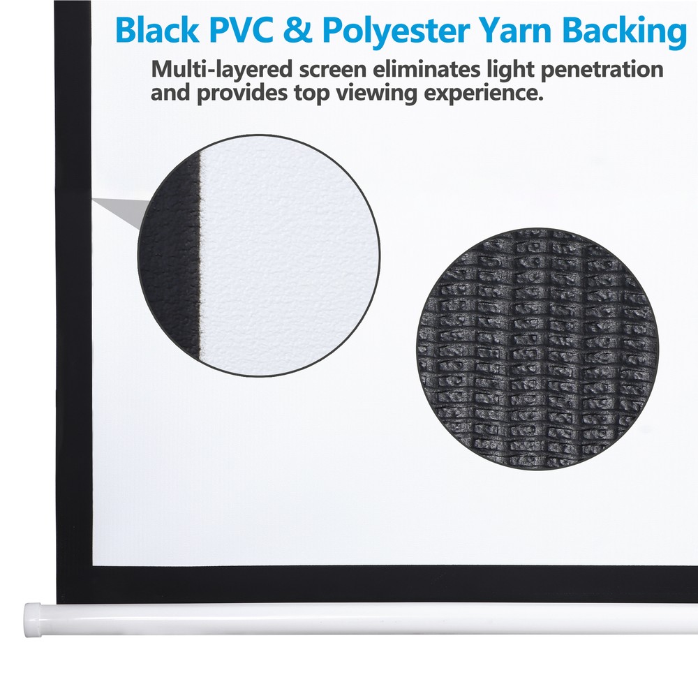 84 inch Pull Down Projector Screen Foldable and Portable Sided 1:1 Ratio White