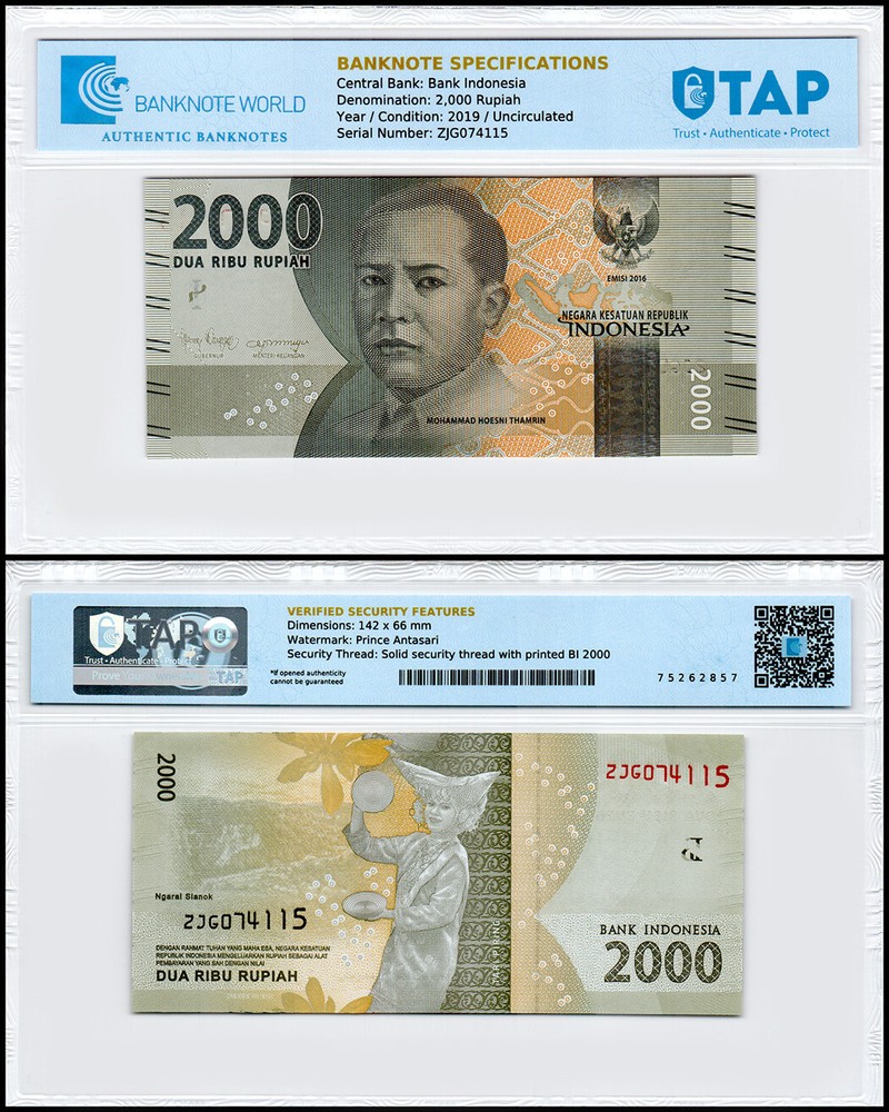 Indonesia 2000 Rupiah, 2019, P-155d, UNC, Authenticated Banknote