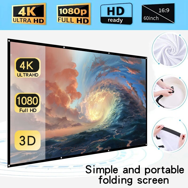 High definition foldable portable projection screen 100 inches