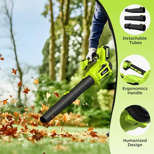 Leaf Blower Cordless, 580CFM Lightweight & Powerful Electric Handheld with 5+1