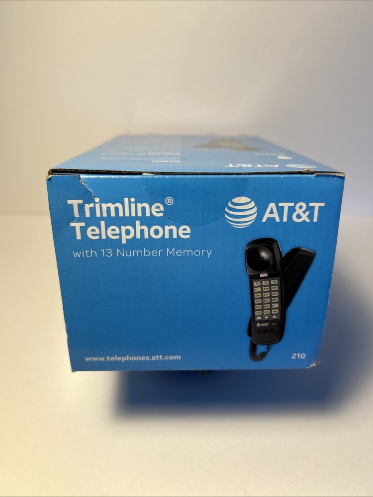 AT&T 210 Basic Trimline Corded Phone, No AC Power Required Wall-Mountable Black