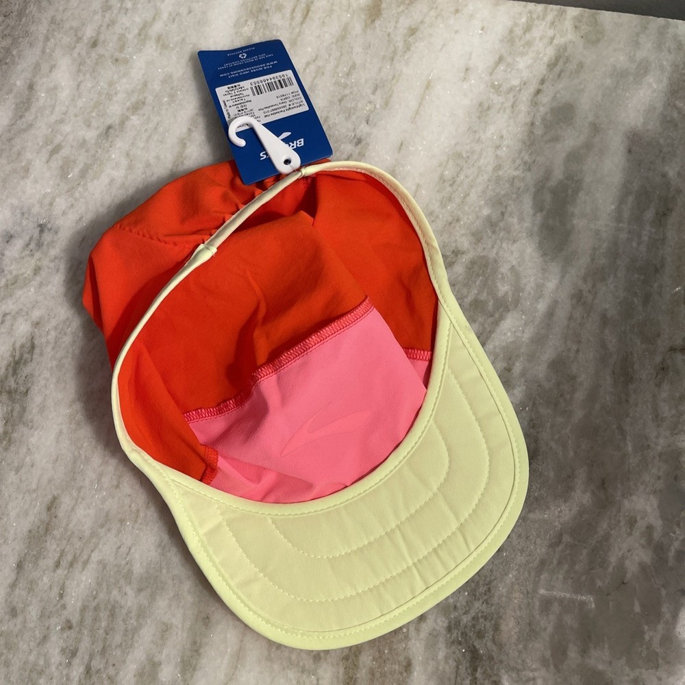 NWT Brooks Running Lightweight Packable Hat Adjustable Cap Red Neon Pink