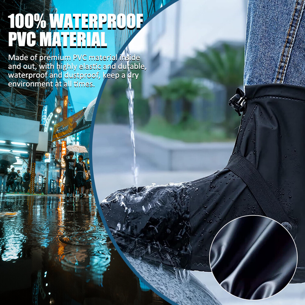 Waterproof Shoe Covers with Zipper Reusable Non Slip Rain Snow Boot Protector