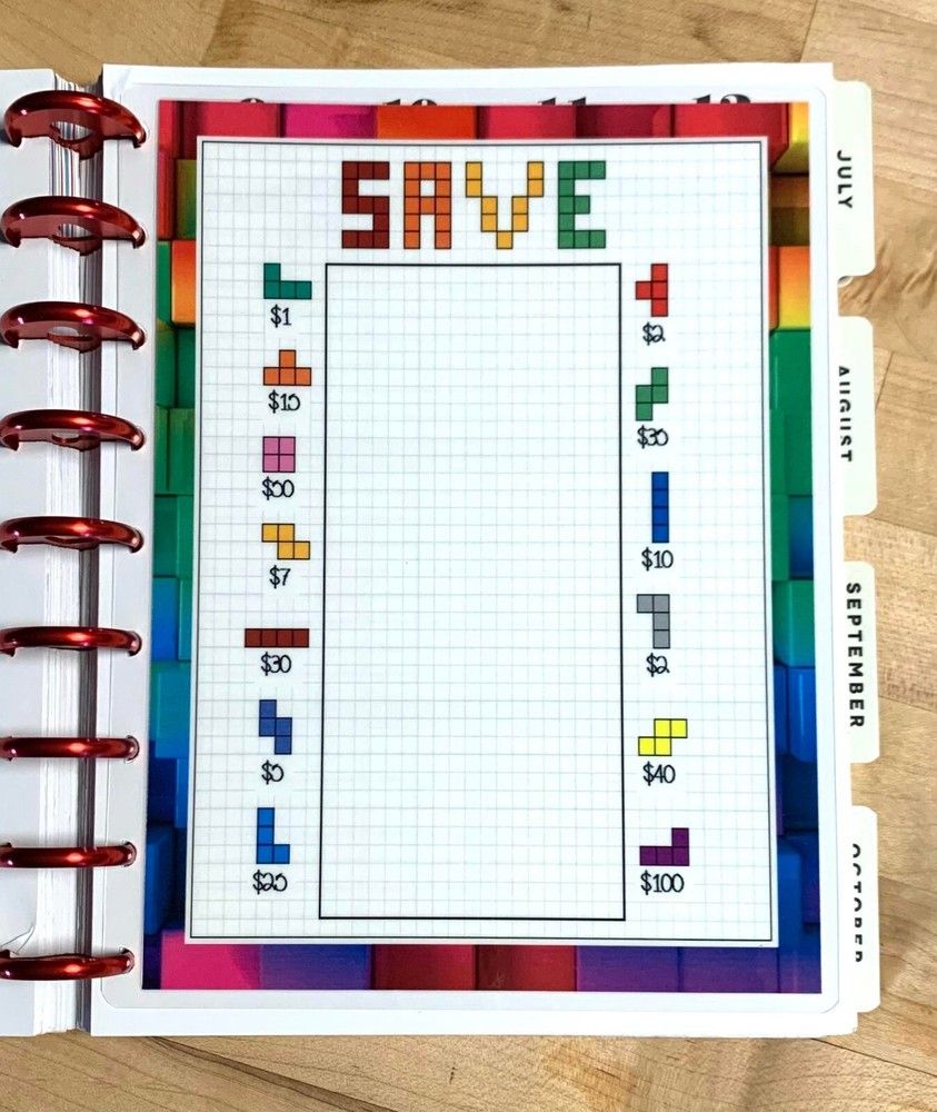 Tetris Savings Tracker Dashboard for use with Classic HAPPY Planner~