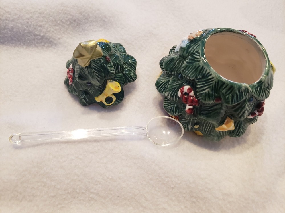 Christmas Tree Cream And Sugar Set Ceramic 1995 Jay Imported PreOwned
