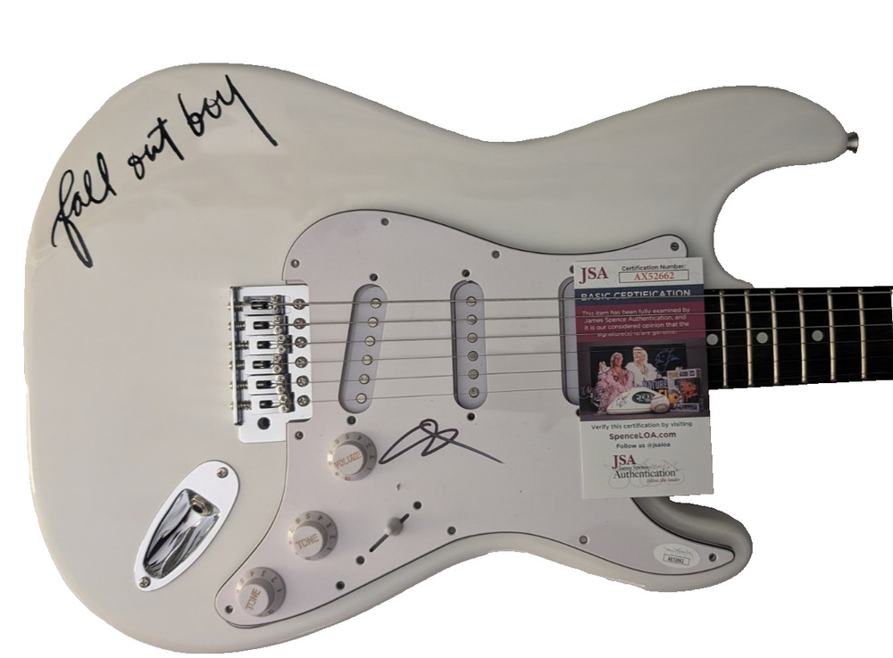 FALL OUT BOY Patrick Stump Signed Guitar Thks fr th Mmrs JSA COA
