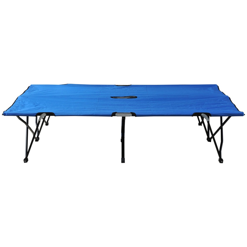 2 Person Folding Camping, Portable Sleeping Cot w/ Carry Bag Blue