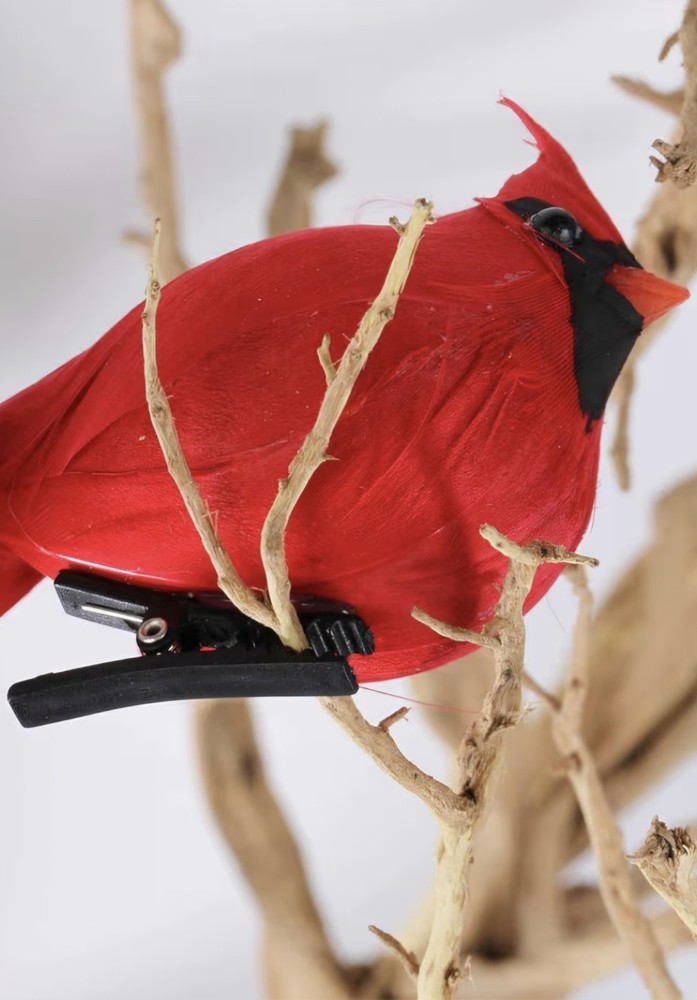 Factory Direct 12 Bright Red Artificial Cardinal Birds with Clips
