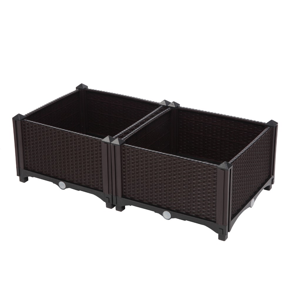 2pcs Free Splicing Injection Planting Box Brown