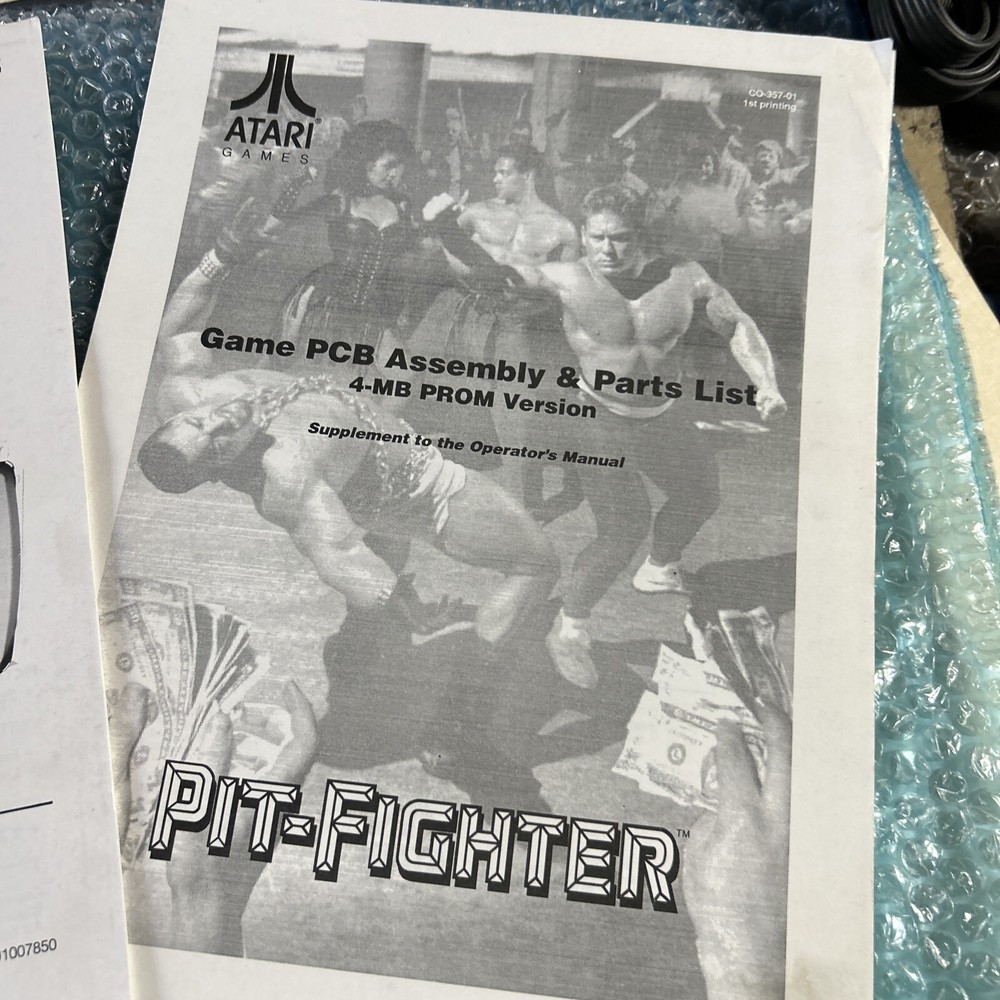 1st print PIT FIGHTER PITFIGHTER with schematics atari arcade video game manual