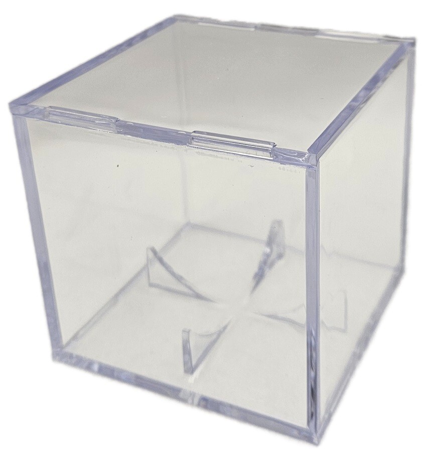 (4-Pack) CSP Square Baseball Holder 2-Piece Cube Display Case w/ Built In Cradle