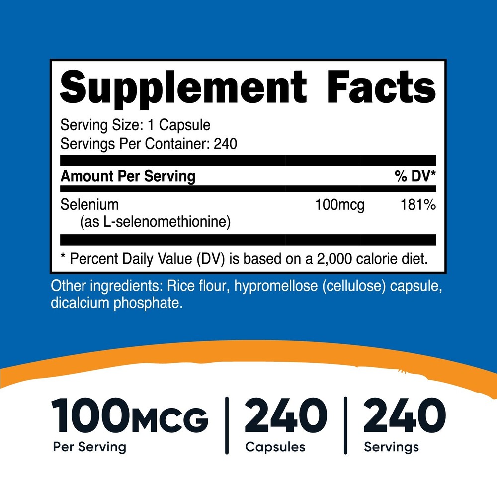 Nutricost Selenium 100mcg, 240 Vegetarian Capsules