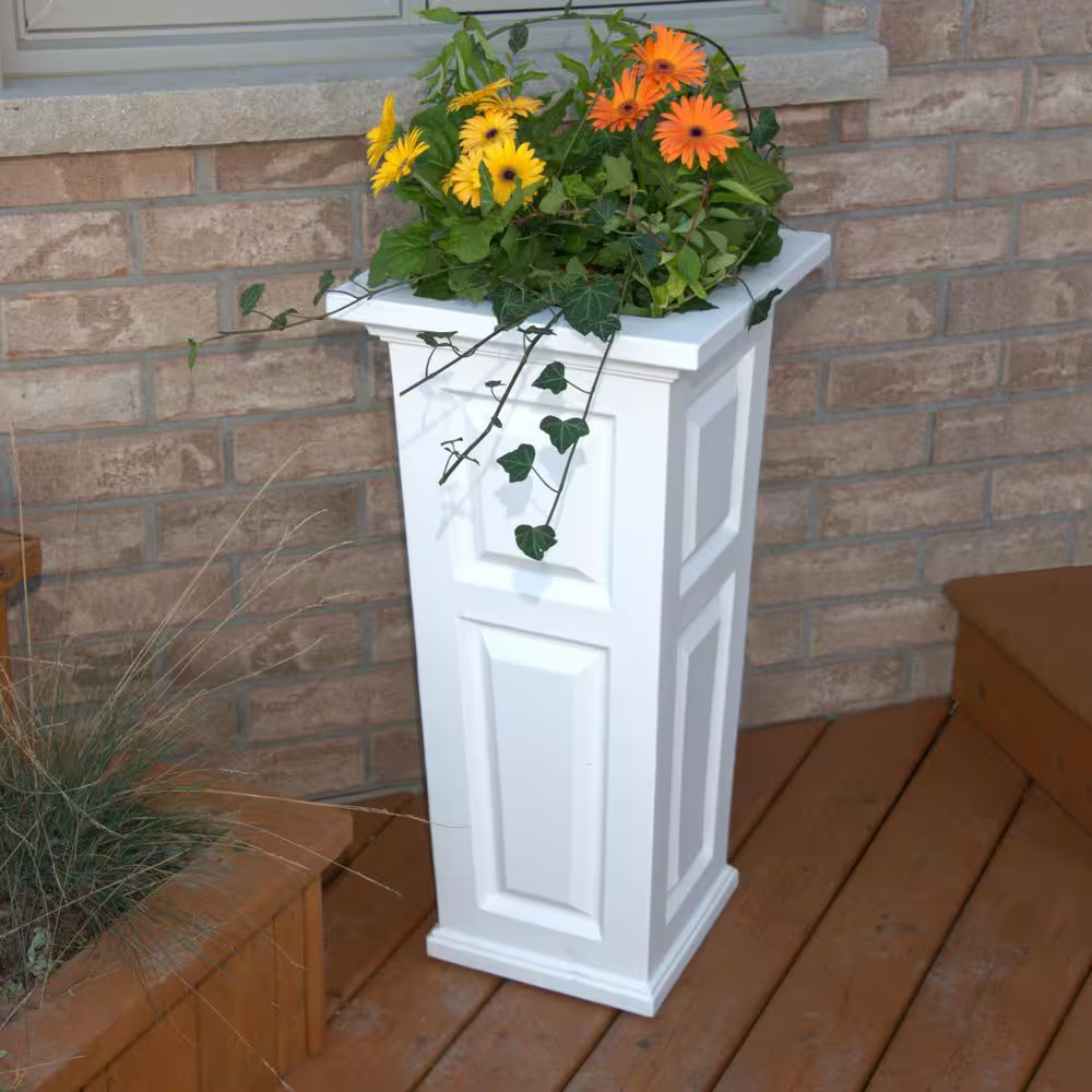 Nantucket 32 In. Tall Self-Watering White Polyethylene Planter