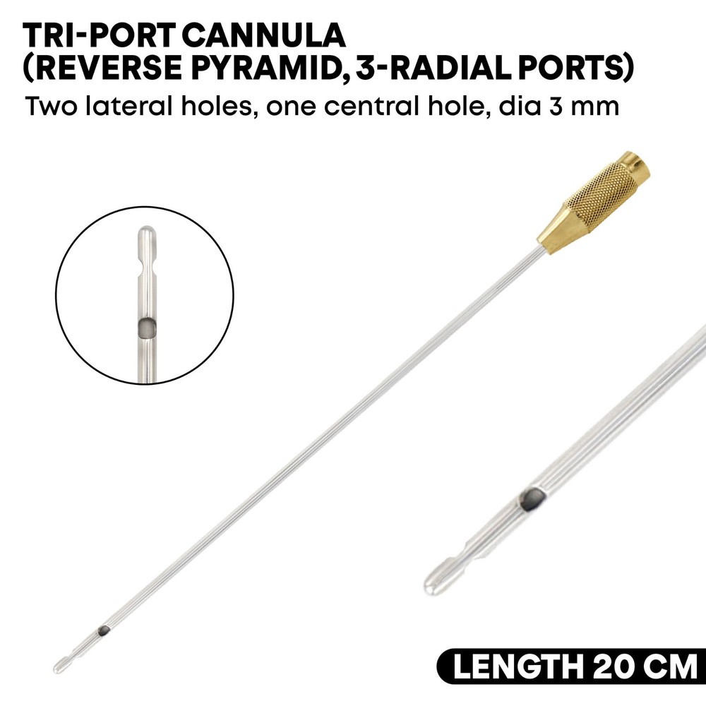 Liposuction Cannulas 2 Lateral & 1 Central Hole 3mmx20cm plastic surgery Tools