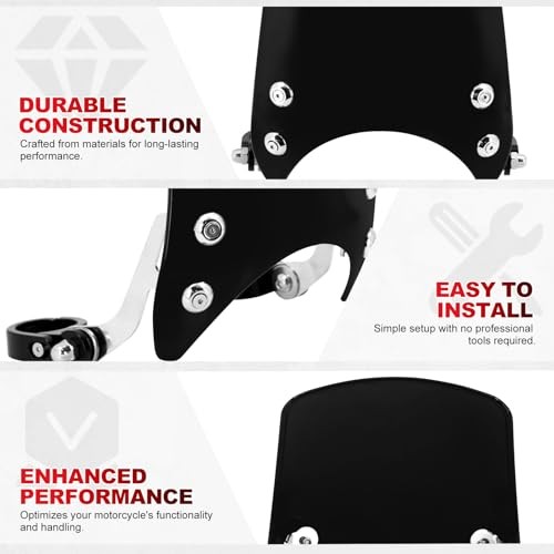 Motorcycle Adjustable Windshield Custom Compact Sport Black Windshield