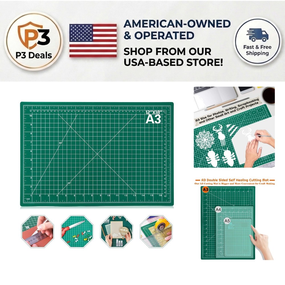 Versatile Double-Sided Cutting Mat 12x18 - Ideal for Sewing & Scrapbooking