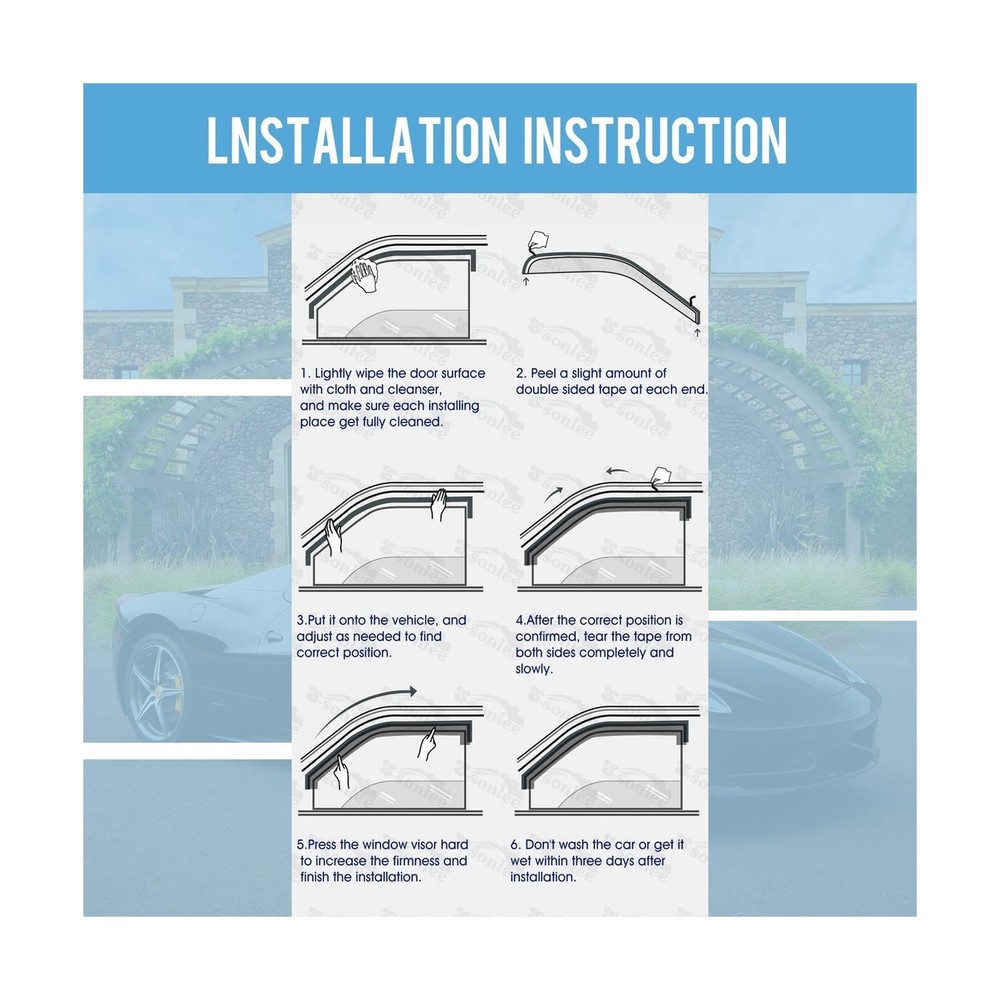 SONLEE Smoke Black Outside Mount Window Visor Deflectors Rain Guards Compatib...