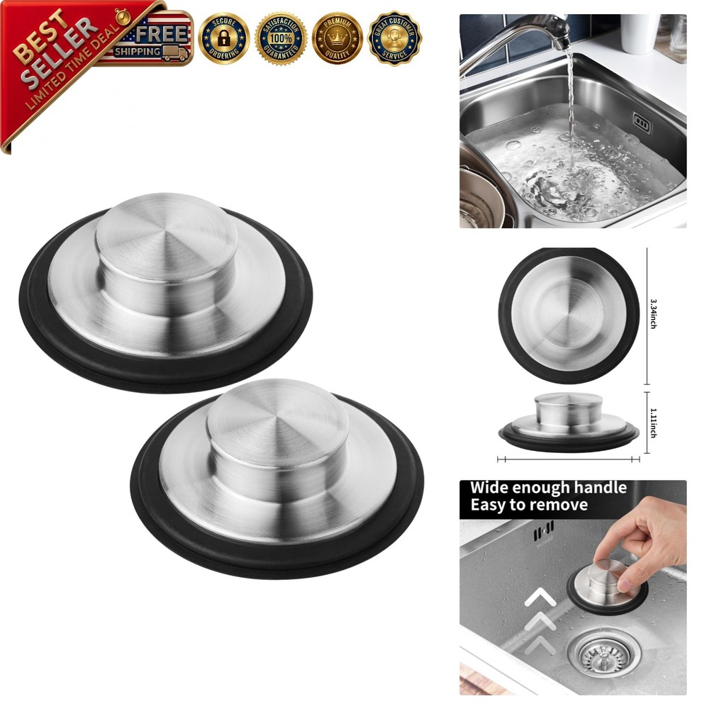 Kitchen Sink Drain Stopper Cover, 2PCS Stainless Steel Garbage Disposal Stopper