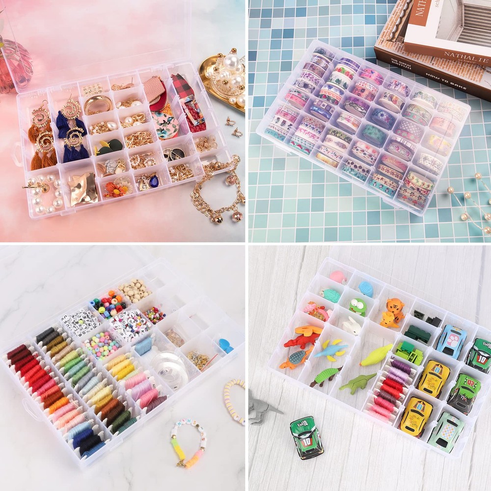 Plastic Bead Organizer Box 36 Grids Compartment Tackle Box 2 Pcs