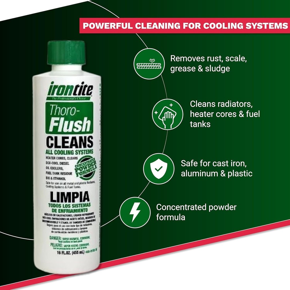 Thoro-Flush Coolant System Cleaner - 16oz Powder for Optimal Engine Performance