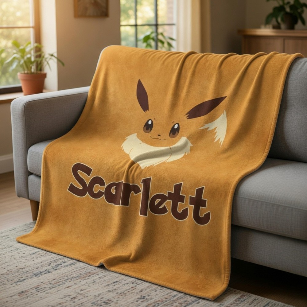 Cute Fox Creature Evolution Anime Flannel Blanket Personalized Baby Gift